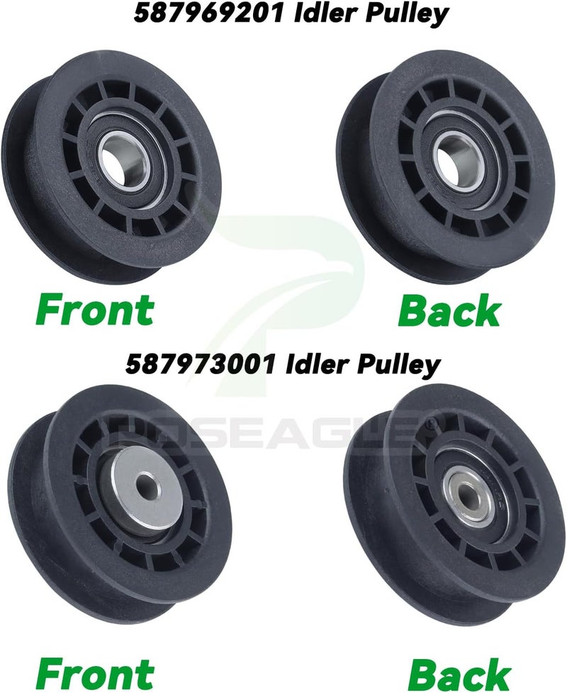 POSEAGLE 2 Pack 587973001 Idler Pulley with 587969201 Idler Pulley 580364609 Belt Replaces 581904001 580364301 for LC221A L221A L321AH HU675AWD HU700AWD HU725AWDE HU775AWD HU800AWDH Mowers - Image 4
